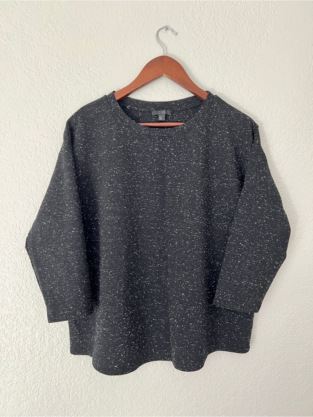 COS Comfort Crew Neck Speckled Charcoal Sweater